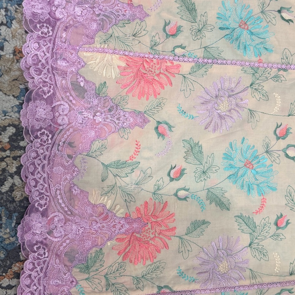 Embroidered Floral Pastel Kurta Set - Picture 8 of 13